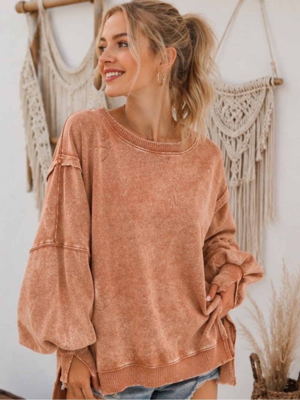 ZF59–🤎🩷🧡 (17 COLORS) ZENANA “CAMDENS” OVERSIZED CREWNECK - Picture 13 of 16